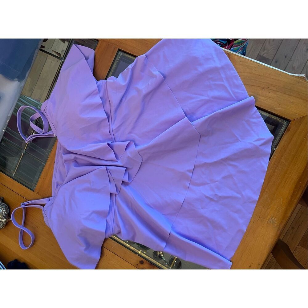 NWT B2prity Women's Tiered Ruffle Flounce Swimsuit Tankini Top Lavender Size 20W